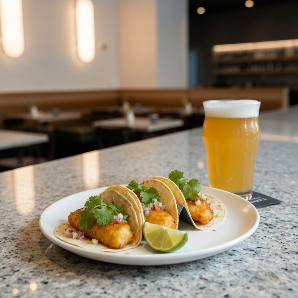 Baja Brewing Company fish tacos and craft beer